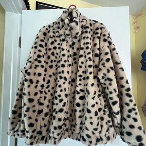 Cheetah Leopard Faux Fur Jacket